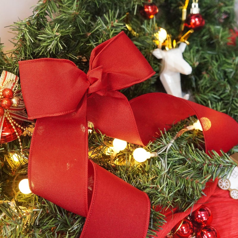CT CRAFT LLC Burlap Fabric Wired Ribbon 2.5 Inch x 10 Yards Red for Christmas Home Wedding Decor Gift Wrapping Tree Topper Bow Wreath Bouquet DIY Crafts - Image 5